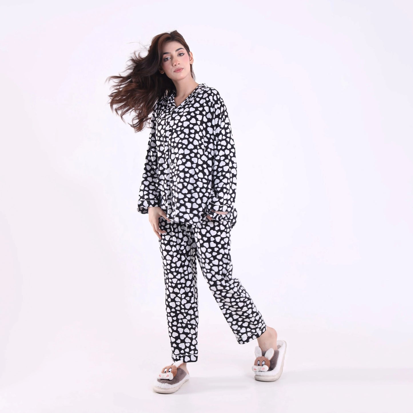 WHITE HEARTS PJ SET