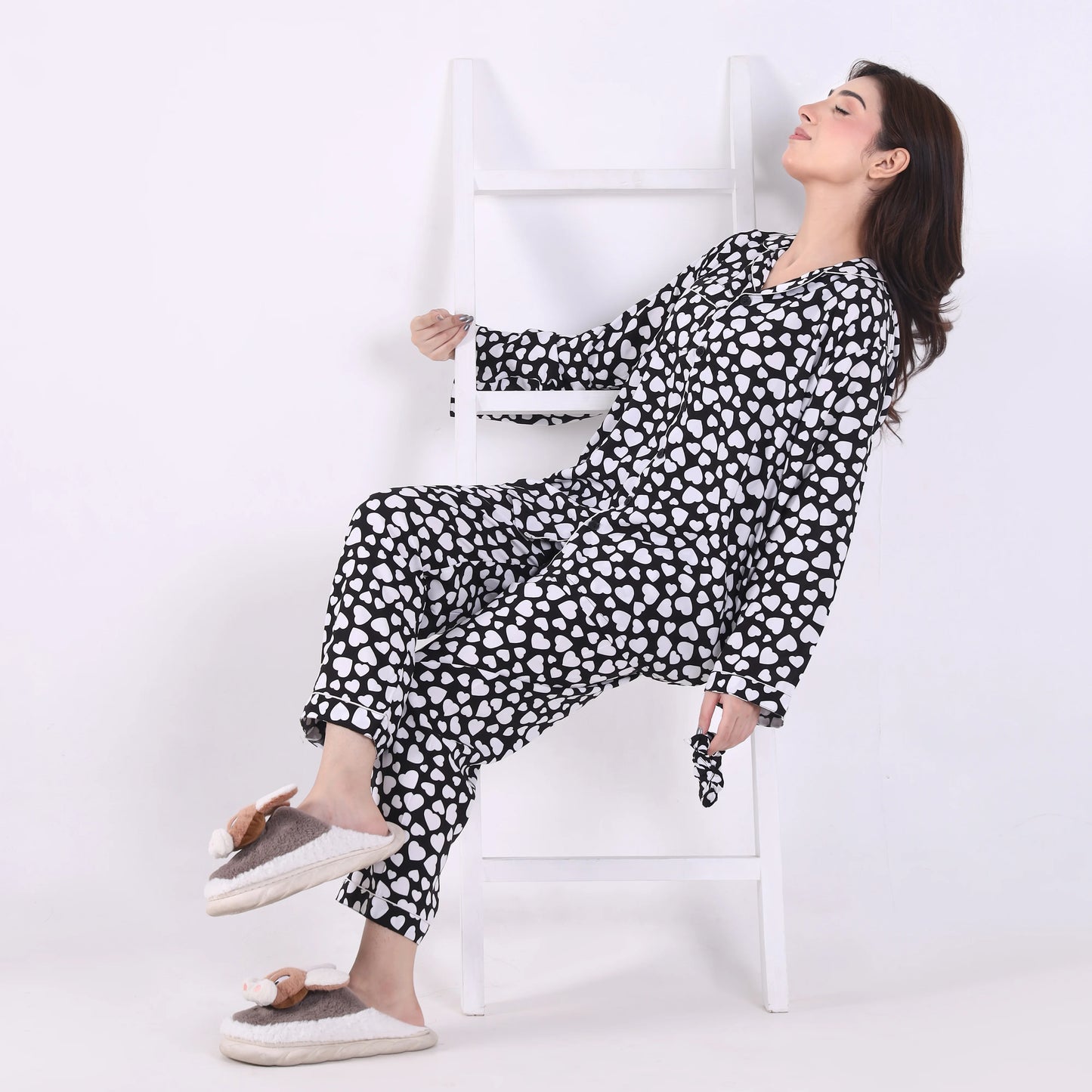 WHITE HEARTS PJ SET