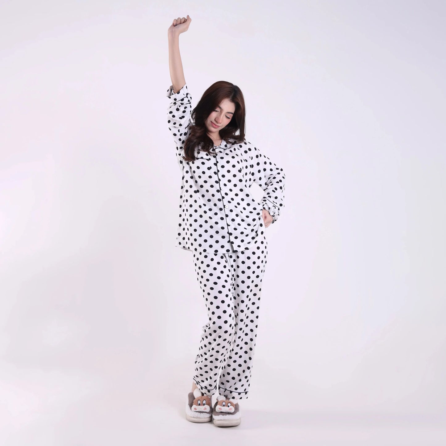 WHITE POLKA PJ SET