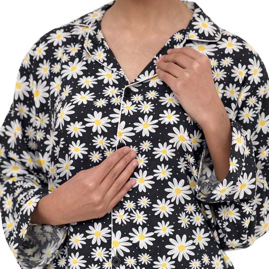 FLORAL BLACK PJ SET