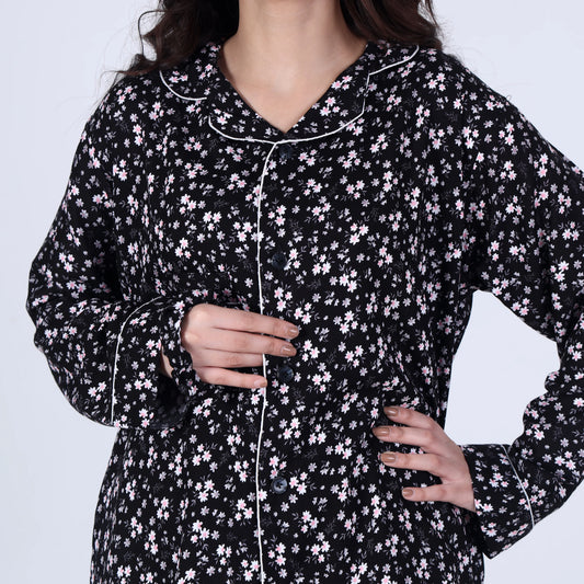 BLACK FLORA PJ SET