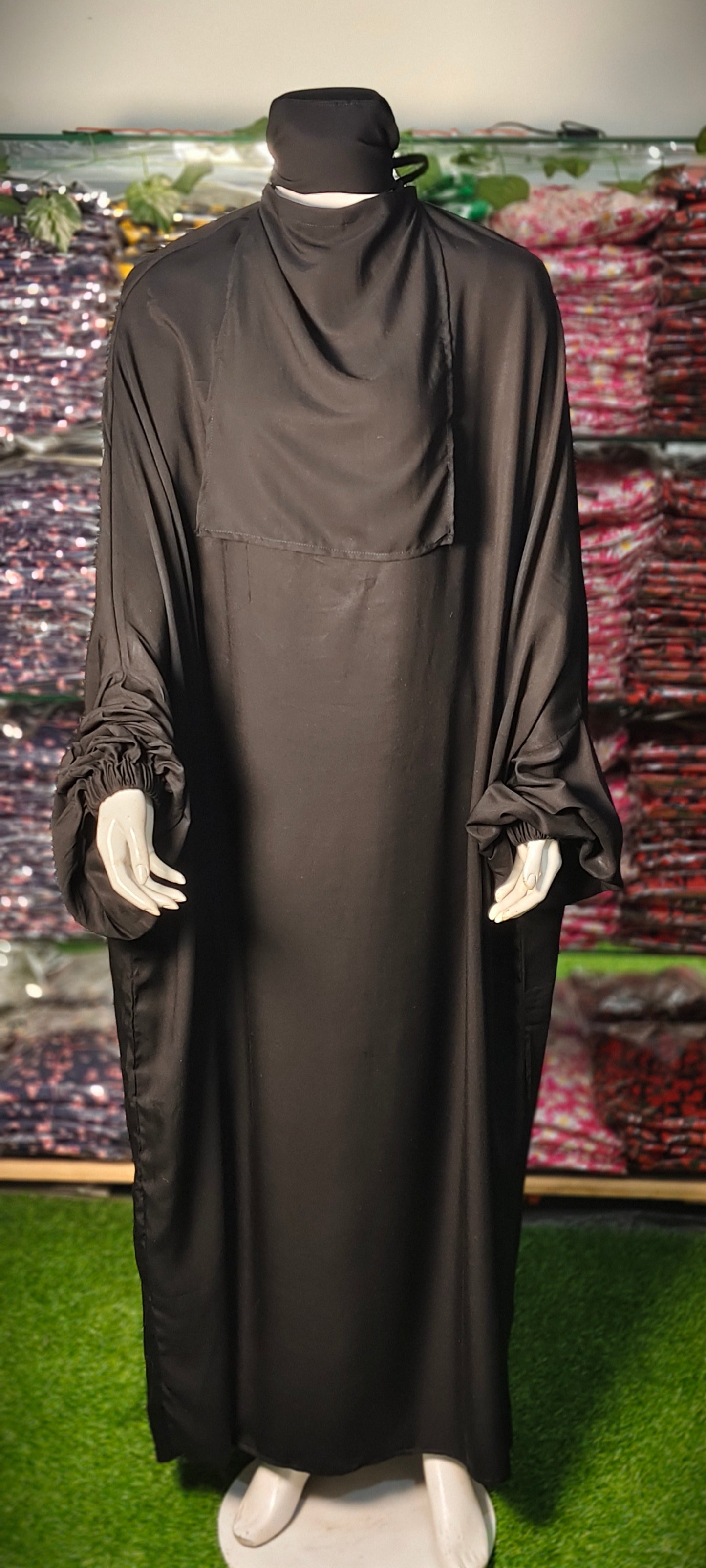 Black Namaz Chadar with Hijab