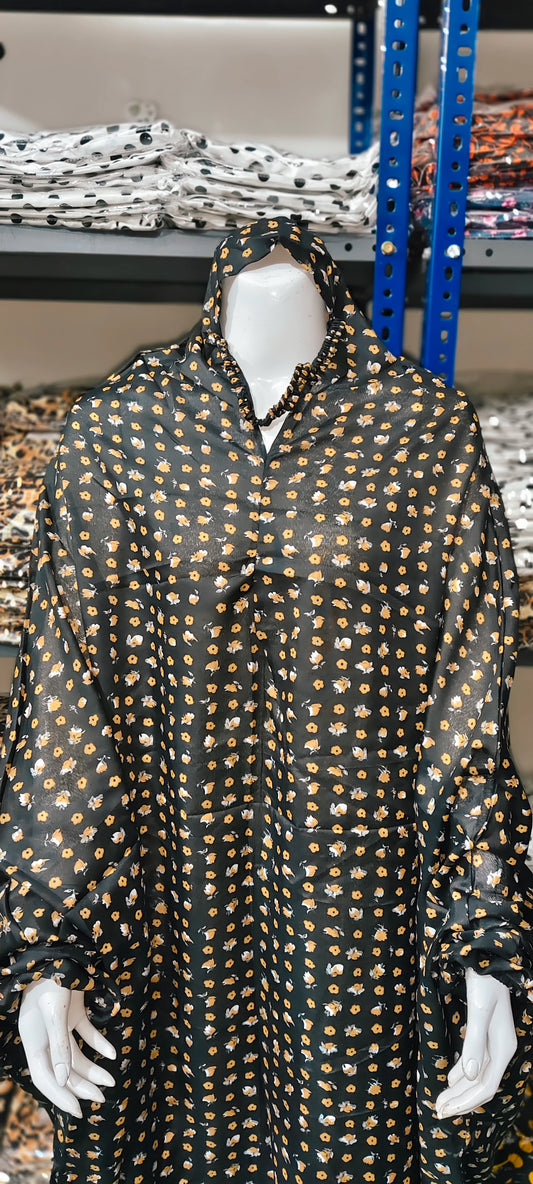 FLORAL BLACK NAMAZ CHADAR