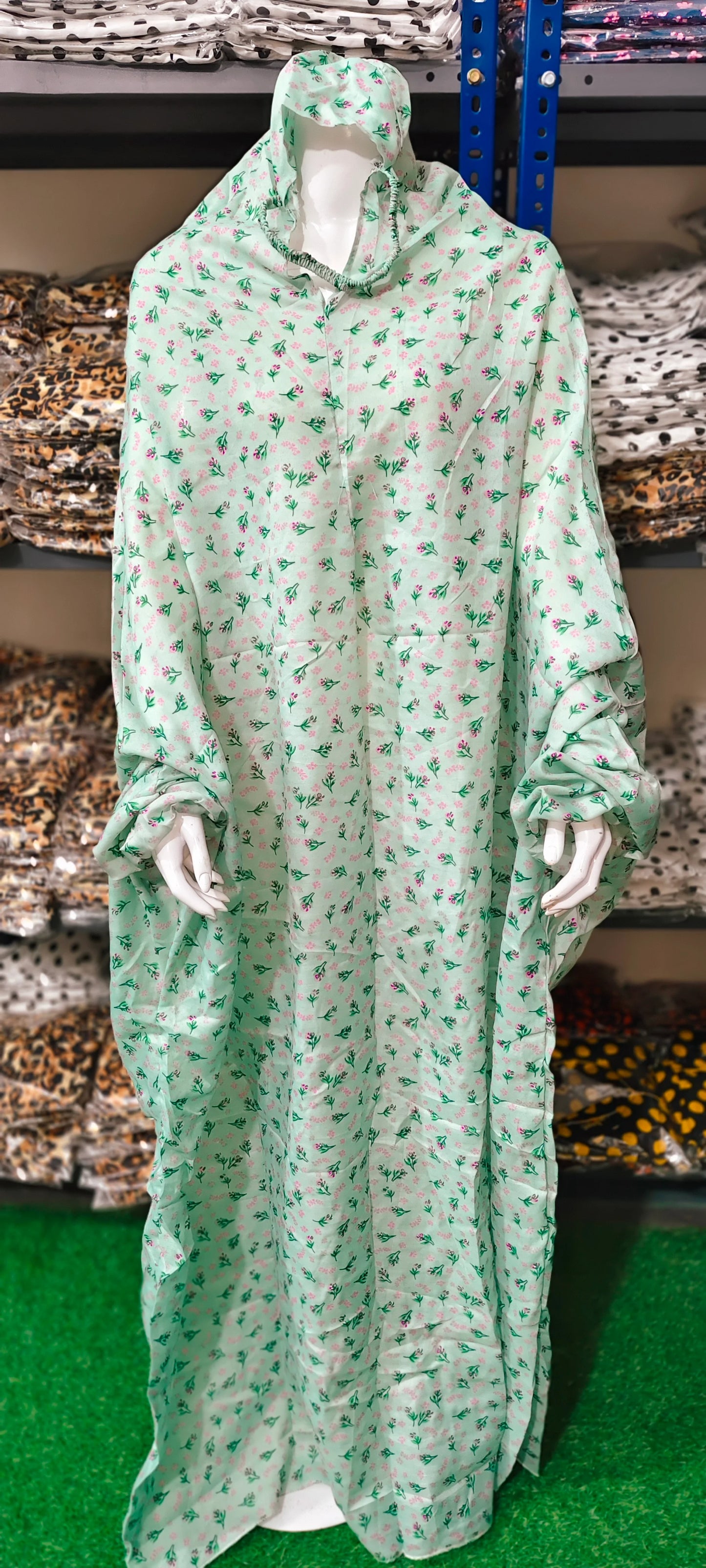 MULTI FLORAL GREEN NAMAZ CHADAR