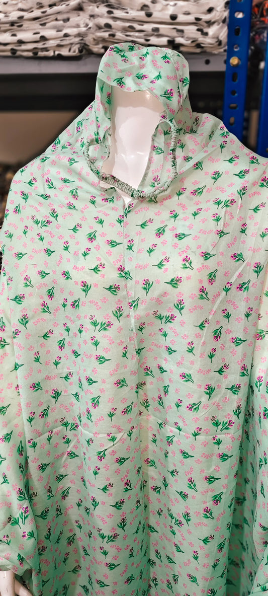 MULTI FLORAL GREEN NAMAZ CHADAR