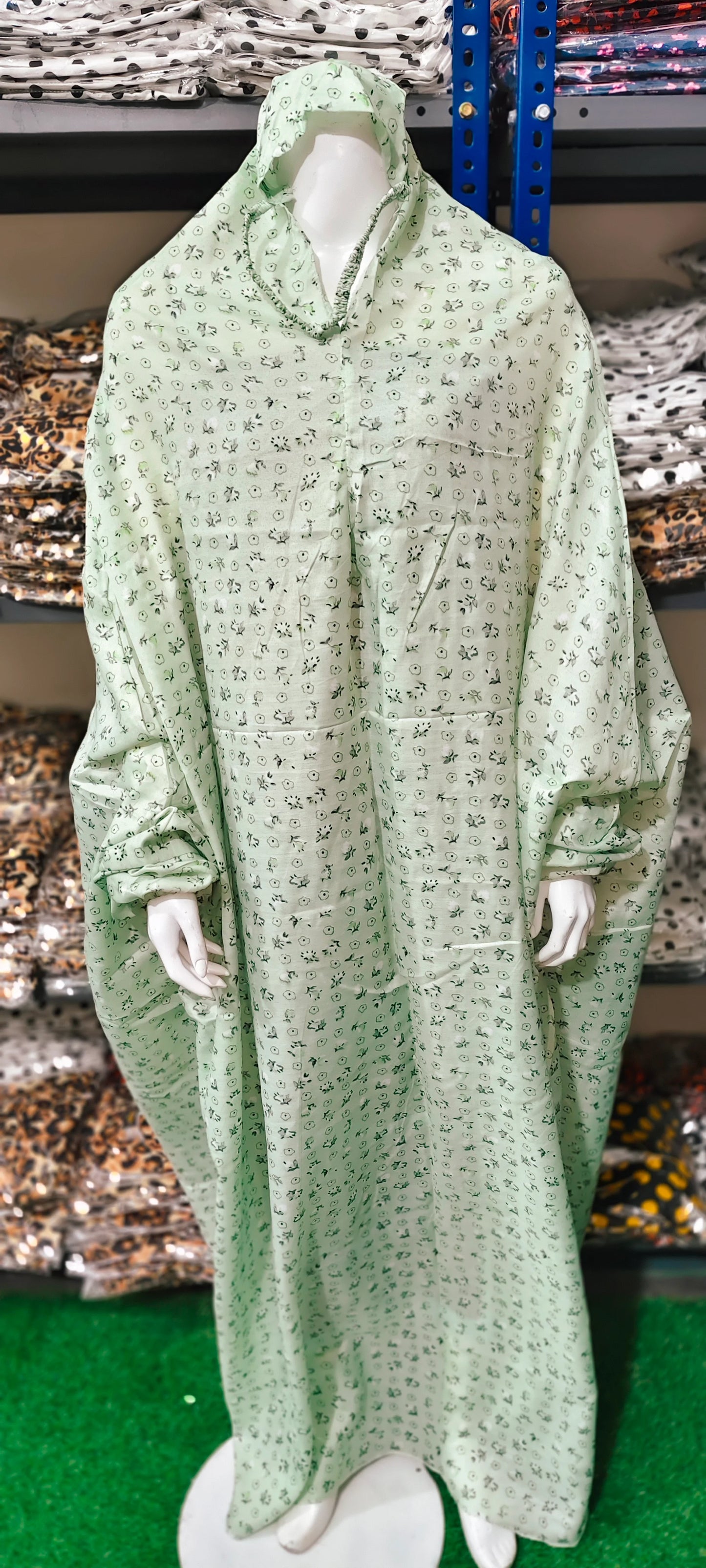 FLORAL GREEN NAMAZ CHADAR