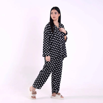 BLACK POLKA PJ SET