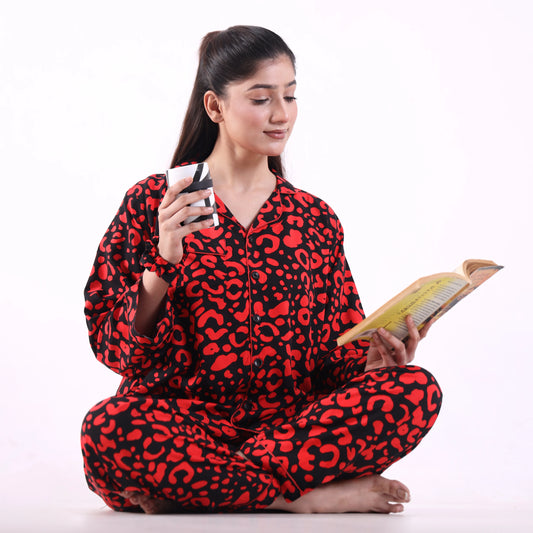 RED LEOPARD PJ SET