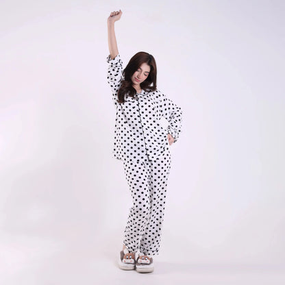 WHITE POLKA PJ SET
