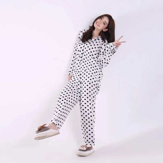 WHITE POLKA PJ SET