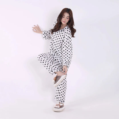 WHITE POLKA PJ SET