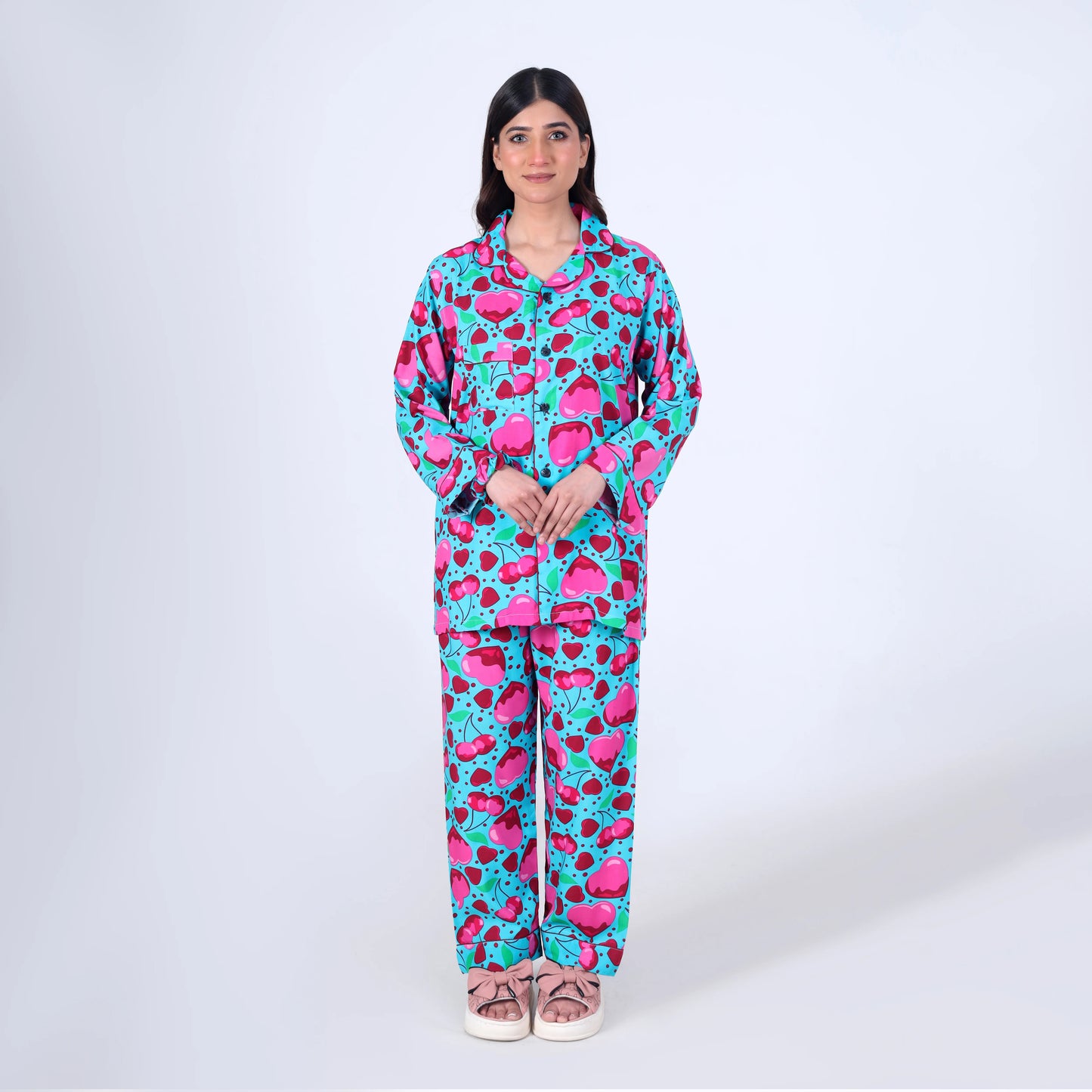 AQUA CHERRY HEARTS PJ SET