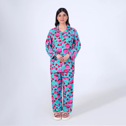 AQUA CHERRY HEARTS PJ SET