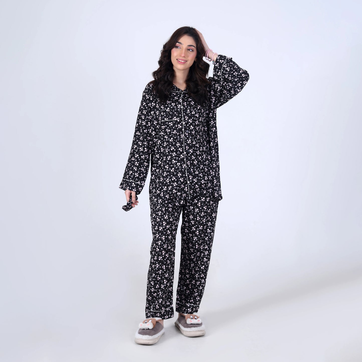 BLACK FLORA PJ SET