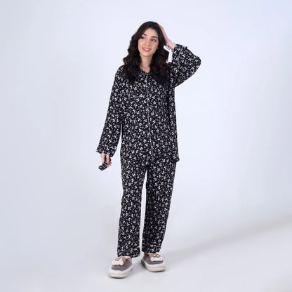 BLACK FLORA PJ SET