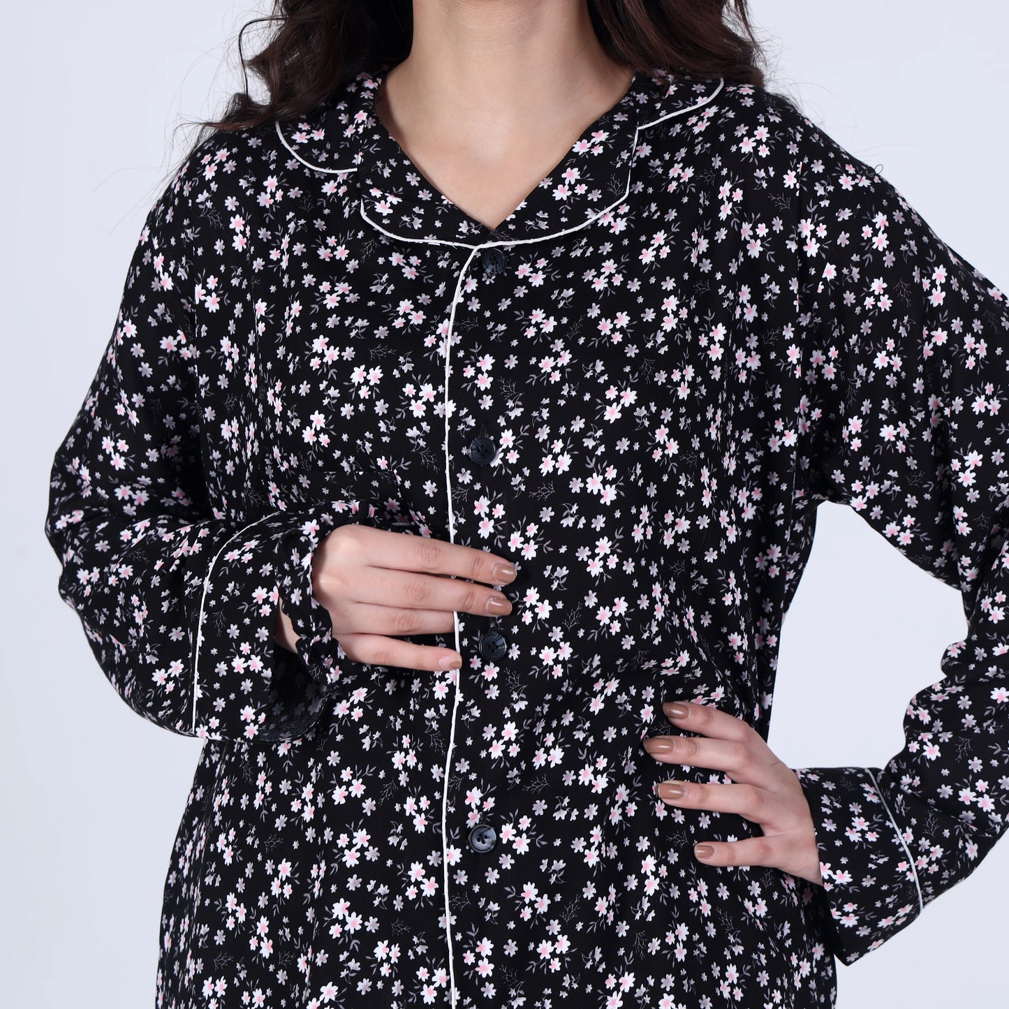 BLACK FLORA PJ SET