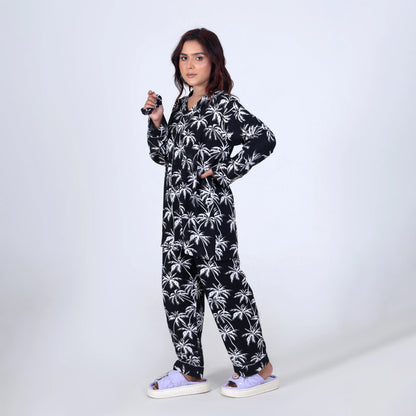 BLACK PALM TREE PJ SET