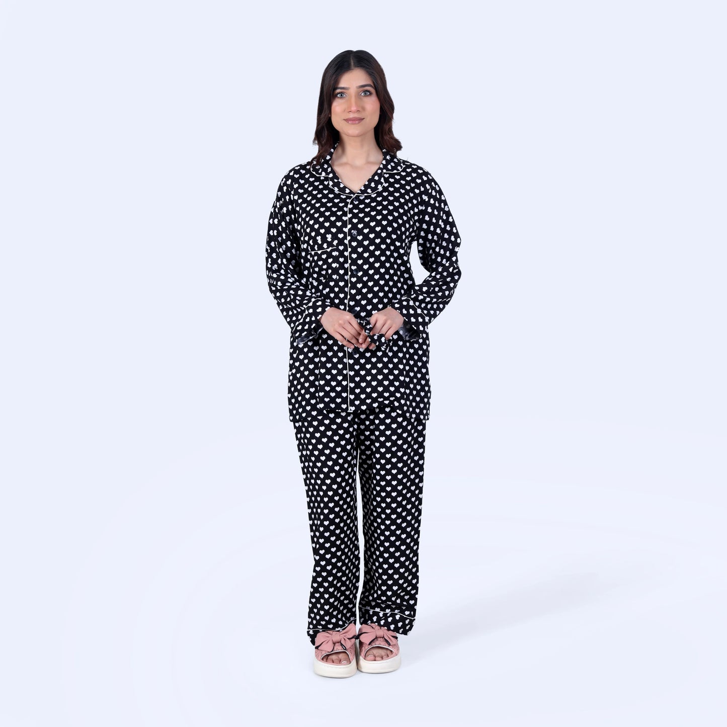 CUTE WHITE HEARTS PJ SET