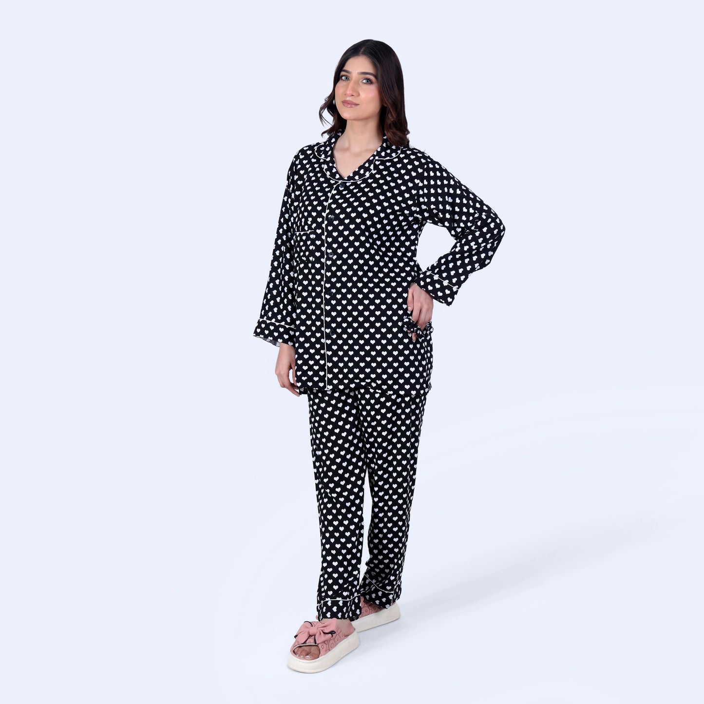 CUTE WHITE HEARTS PJ SET