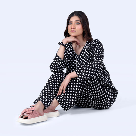 CUTE WHITE HEARTS PJ SET
