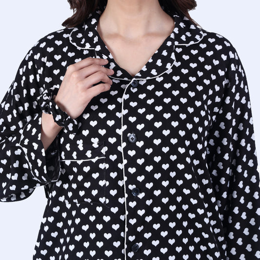 CUTE WHITE HEARTS PJ SET