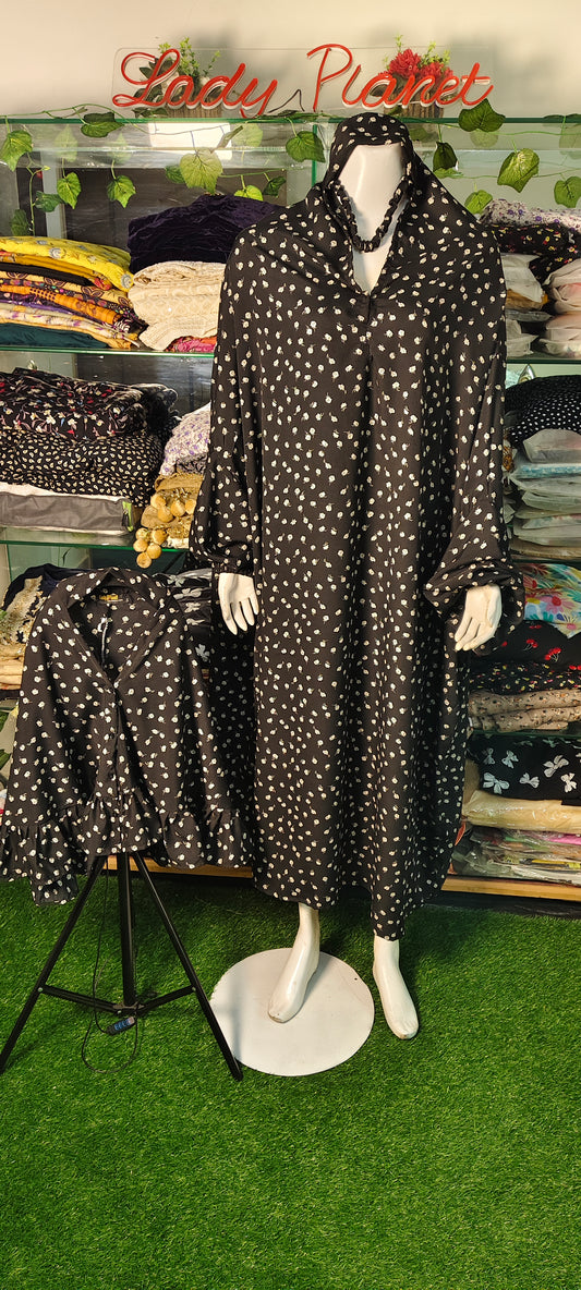 Black & White Floral Namaz Chadar