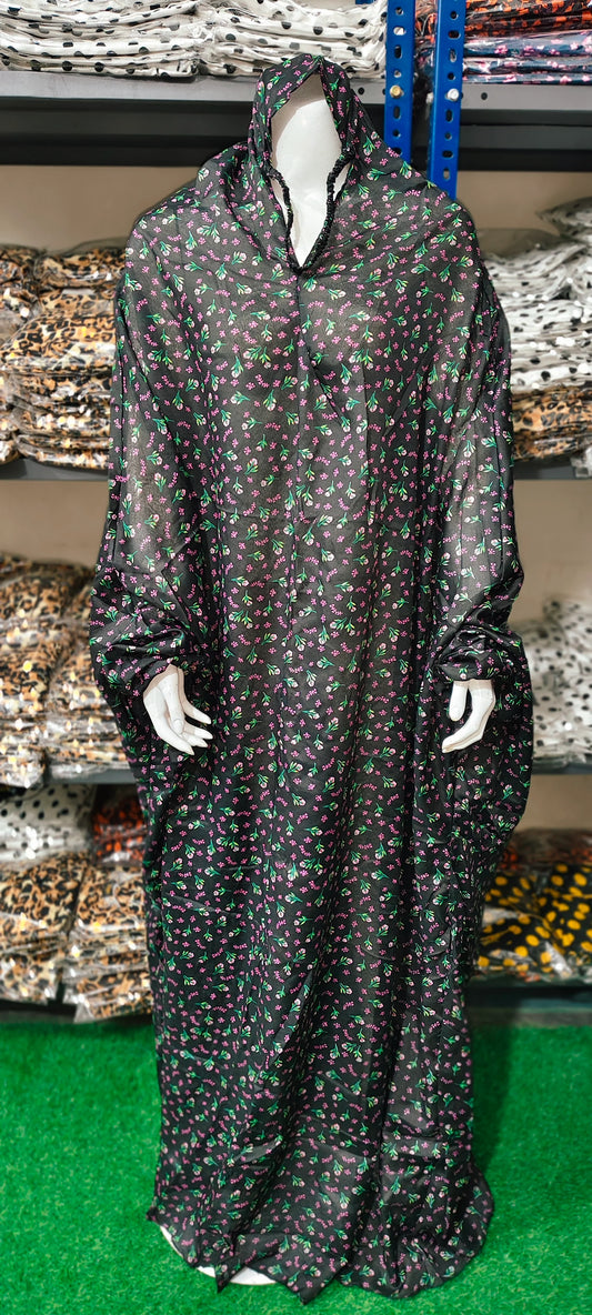 MULTI FLORAL BLACK NAMAZ CHADAR
