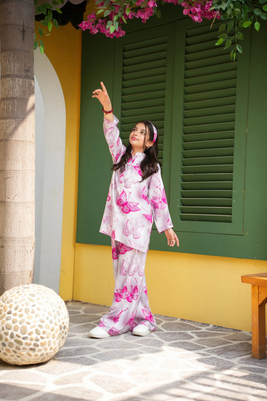 PINK BUTTERFLY KIDS CO-ORD SET