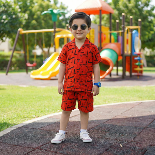 ORANGE SHARP KIDS CASUAL SET