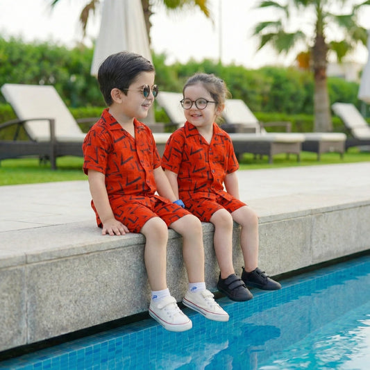 ORANGE SHARP KIDS CASUAL SET