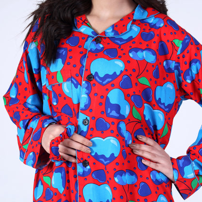 RED CHERRY HEARTS PJ SET