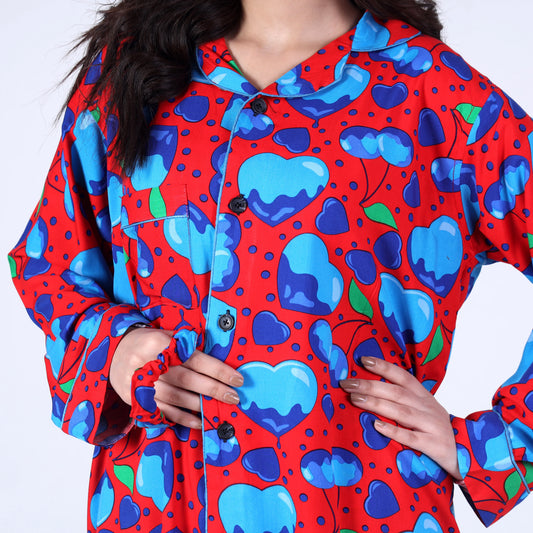 RED CHERRY HEARTS PJ SET