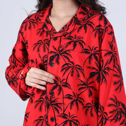 RED PALM TREE PJ SET