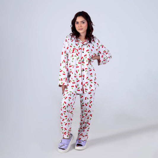 WHITE CHERRIES PJ SET