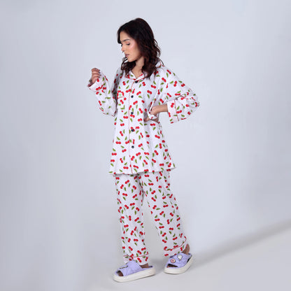 WHITE CHERRIES PJ SET