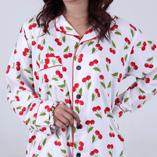 WHITE CHERRIES PJ SET