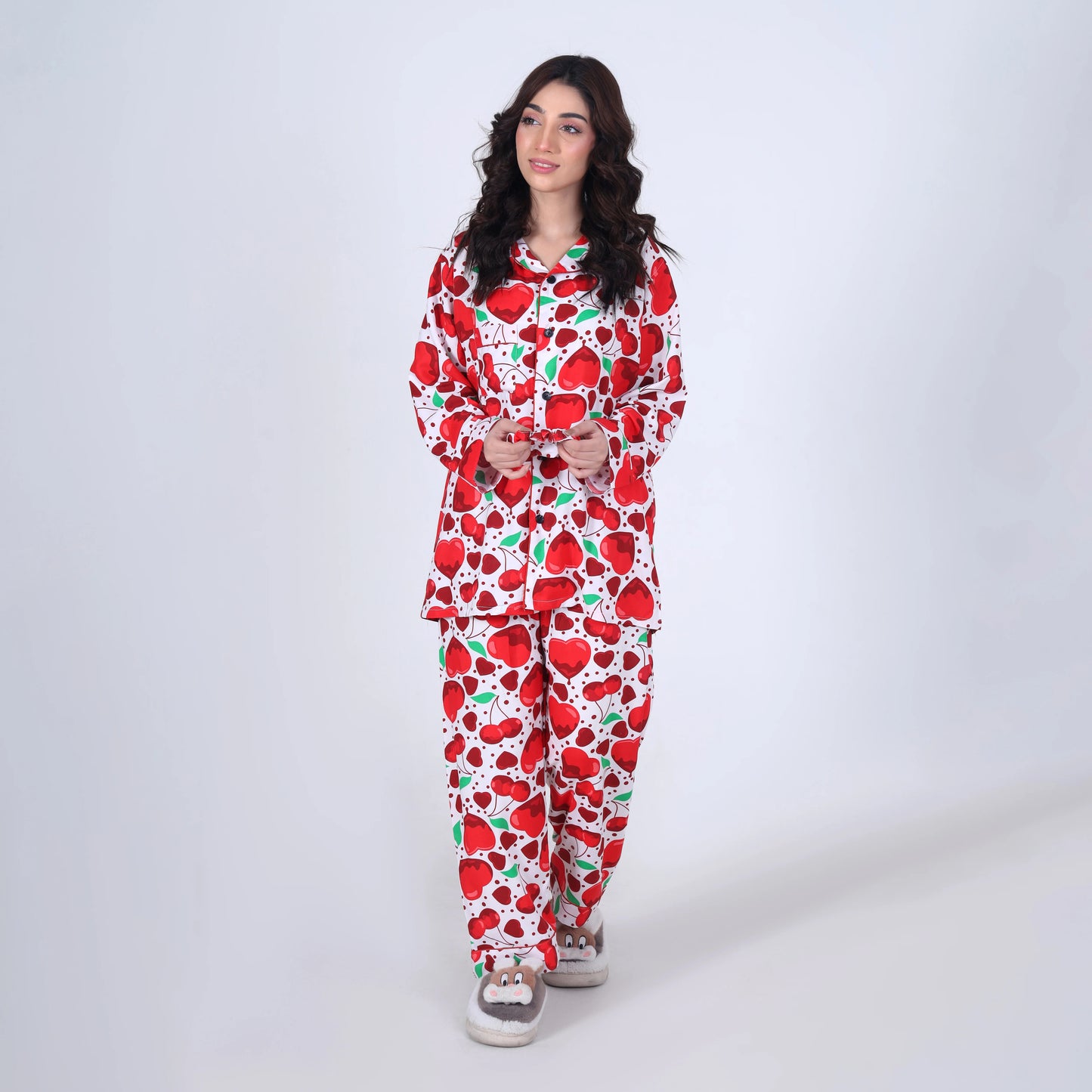 WHITE CHERRY HEARTS PJ SET