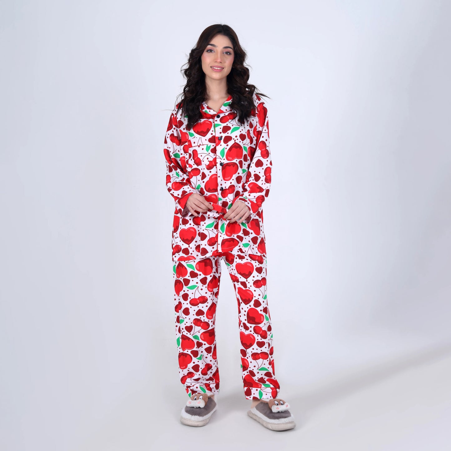 WHITE CHERRY HEARTS PJ SET