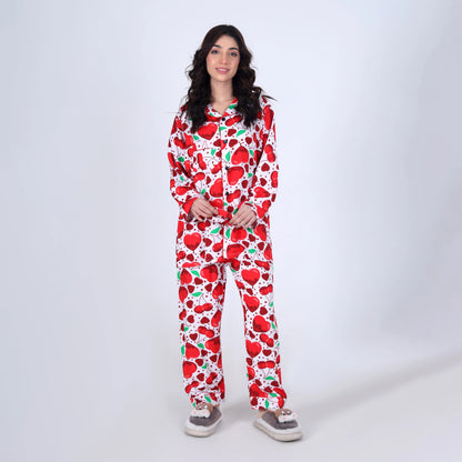 WHITE CHERRY HEARTS PJ SET