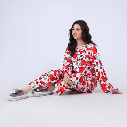 WHITE CHERRY HEARTS PJ SET